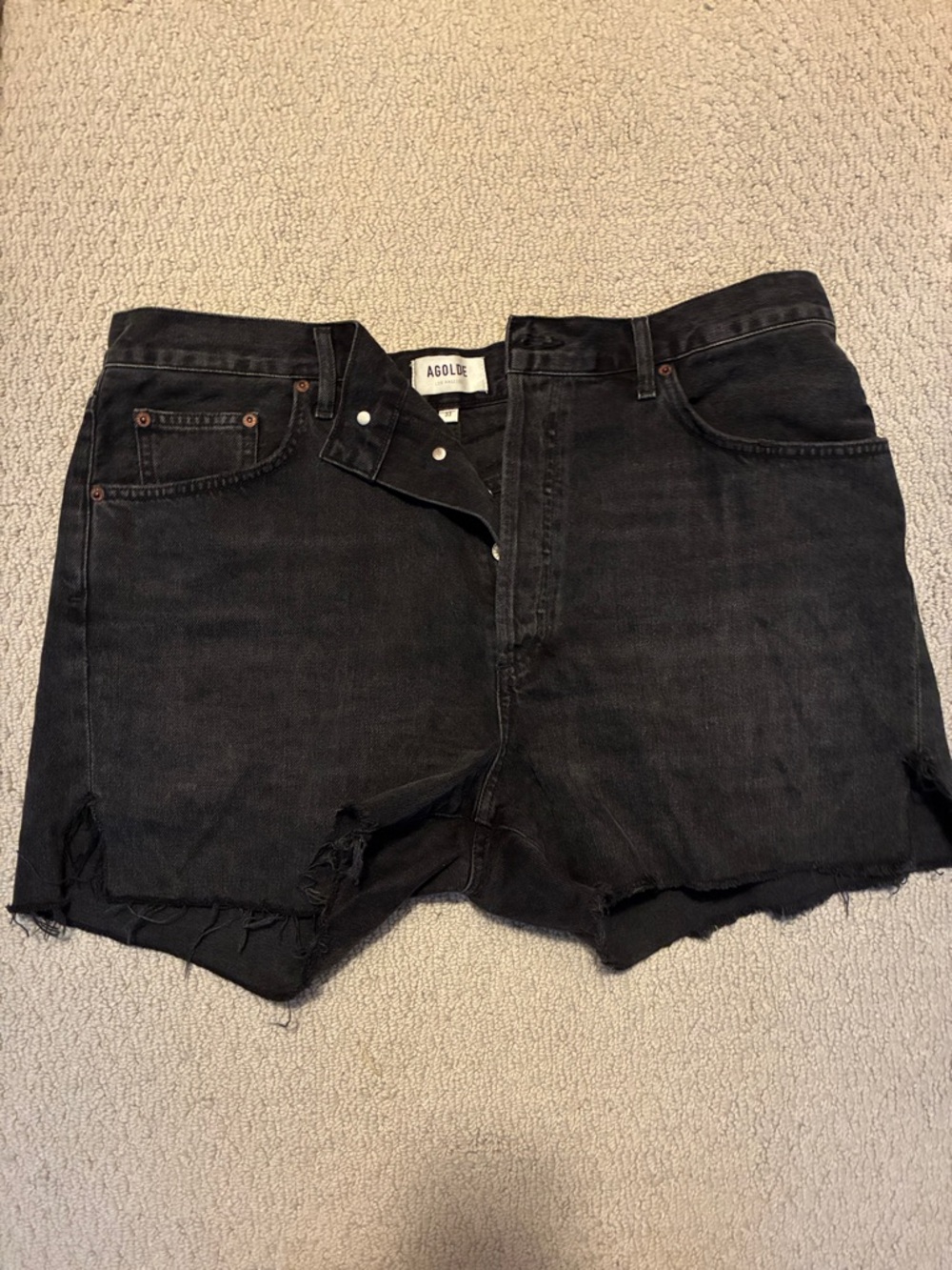 Agolde Black High-Rise Cutoff Denim Shorts